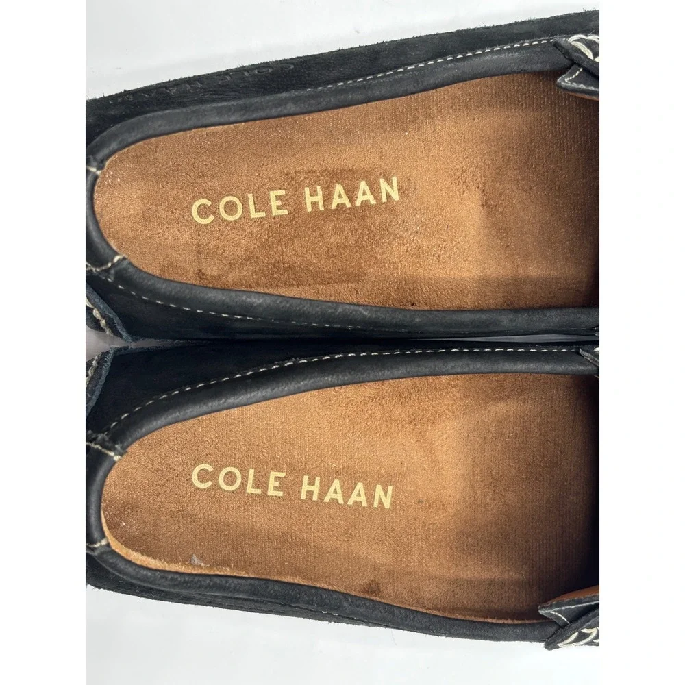 Cole Haan Grant Canoe Penny Loafers Navy Blue Nubuck Driving Mocs Mens 10.5 M